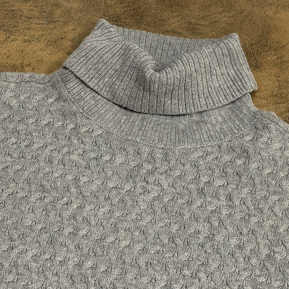 Lands' End Turtleneck Sweater Womens S 6-8 Gray Cable Knit Cotton Tunic 513584